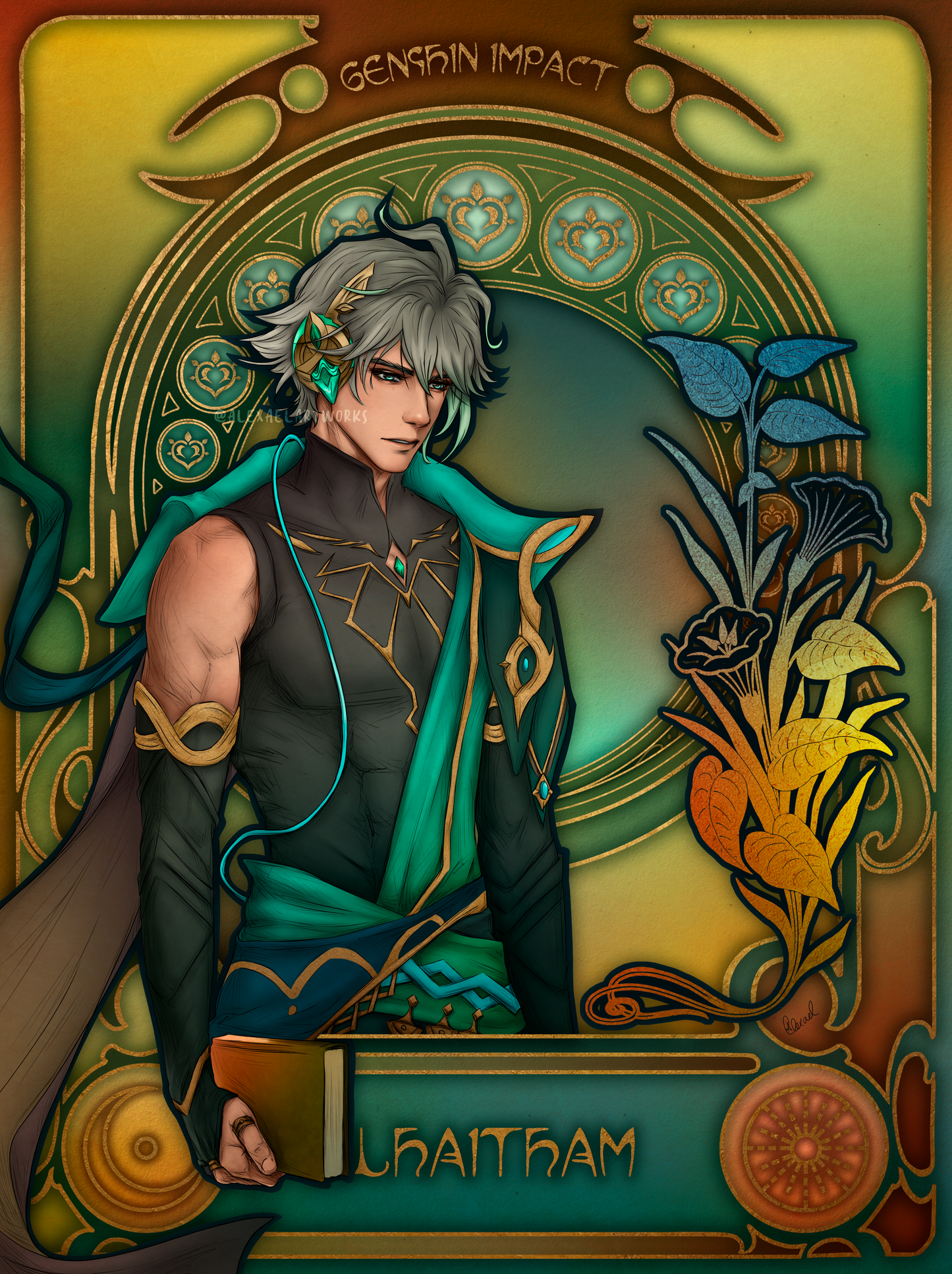 Alhaitham &amp; Kaveh in Art Nouveau style