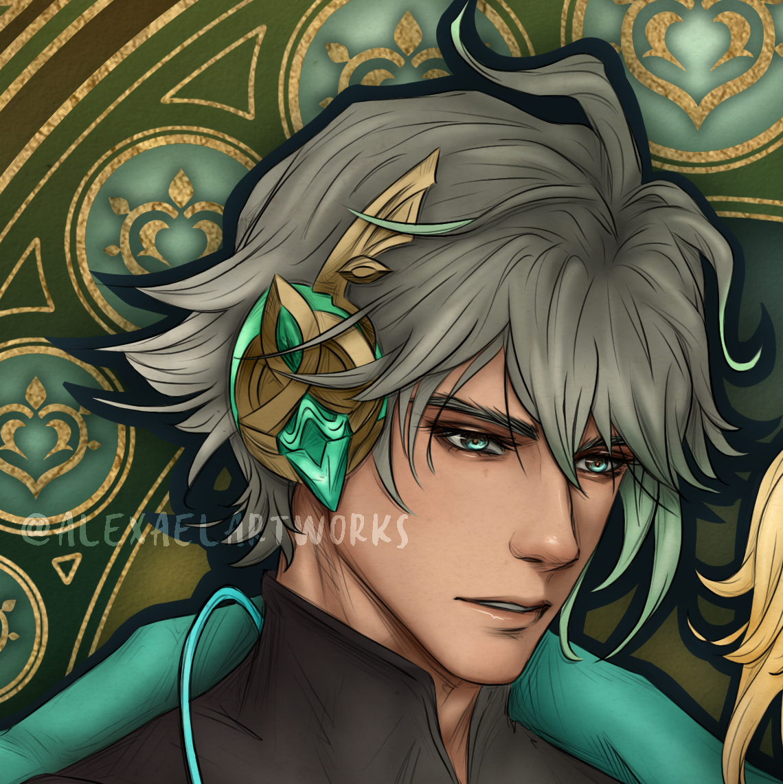 Alhaitham &amp; Kaveh in Art Nouveau style