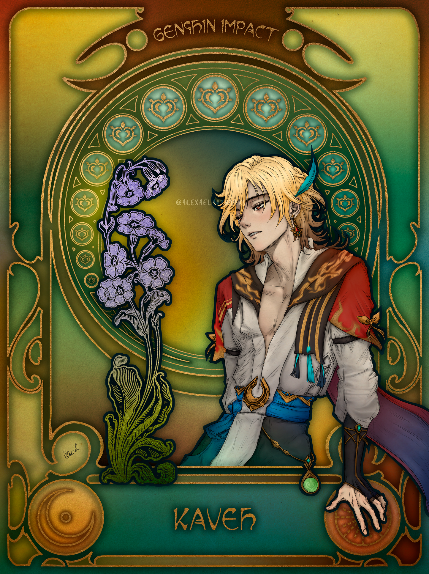 Alhaitham &amp; Kaveh in Art Nouveau style
