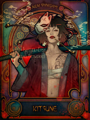 Kitsune in Art Nouveau style