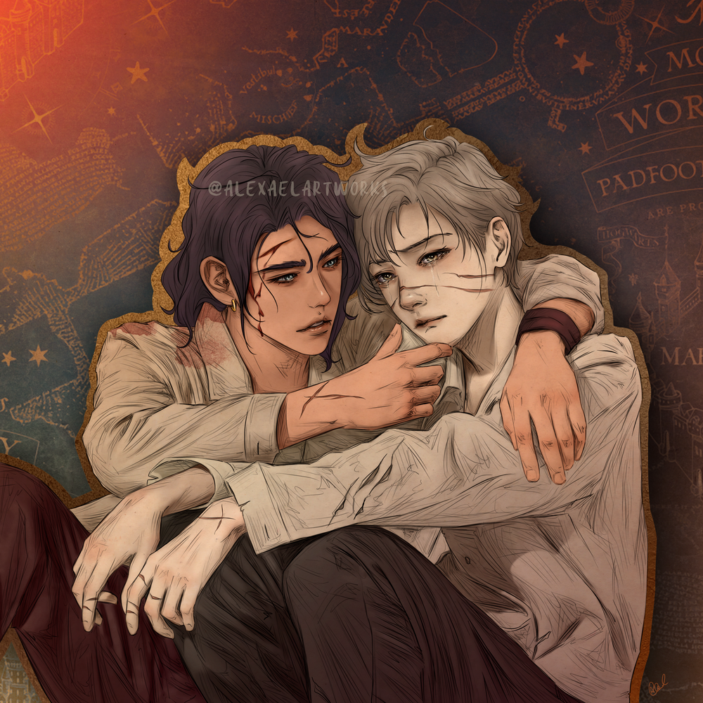 Sirius & Remus in Art Nouveau style