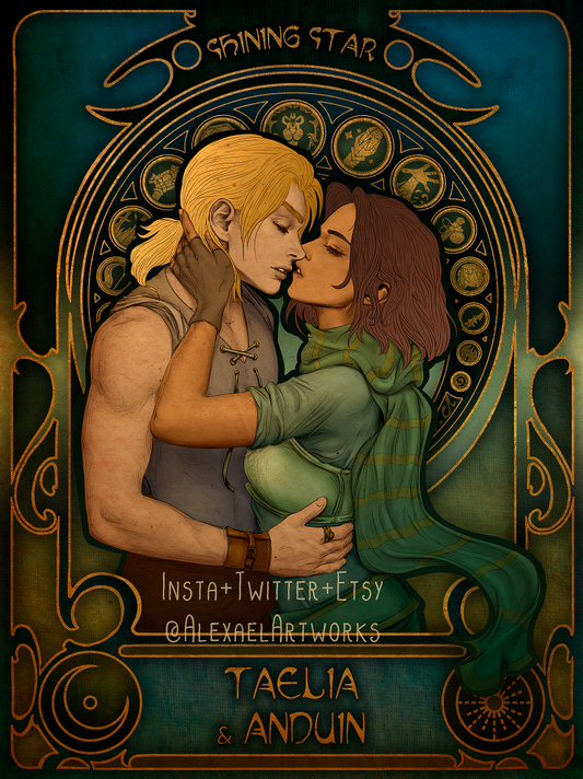 Anduin & Taelia in Art Nouveau style